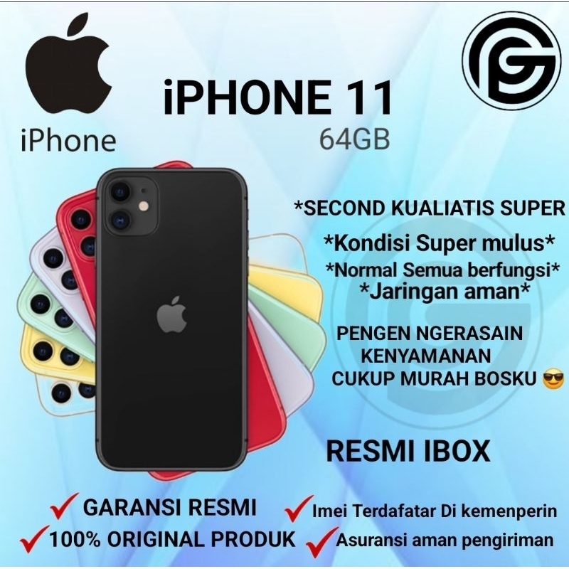 Iphone 11 64GB  Second Resmi IBox Kondisi super mulus