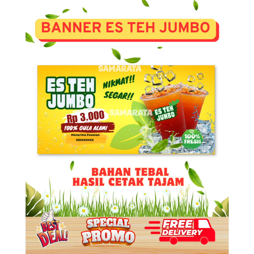 Banner Es Teh Jumbo Spanduk Jualan Es Teh
