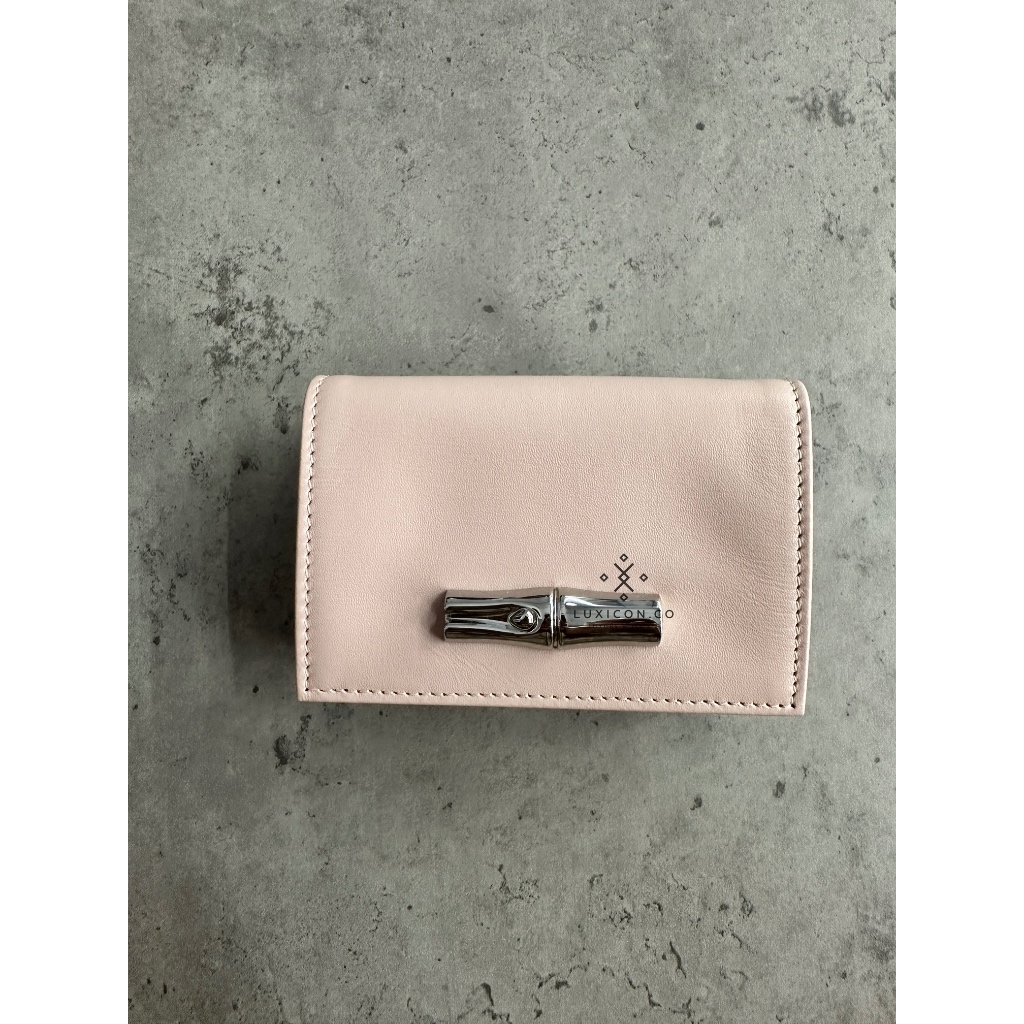 Longchamp Le Roseau Leather Wallet in Ballerina // Black