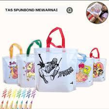 

Tas Spunbond Mewarnai Tas putih tali warna uk 30x40x8 / Goodie Bag tas lukis, tas ultah, tas cat, tas mewarnai, hampers gambar, cat aklirik