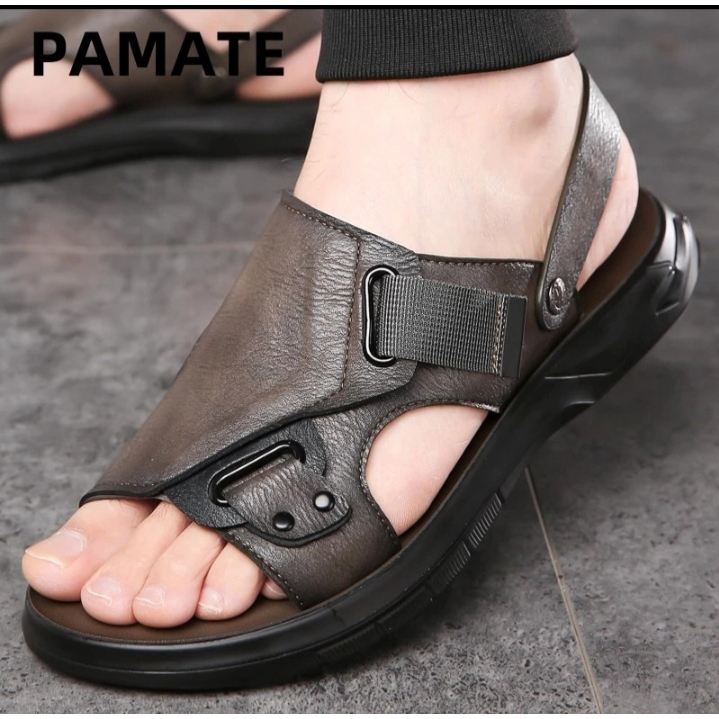NEW DEALS YOENKOE SEPATU SANDAL PRIA DENGAN DASAR TEBAL DAN KULIT SINTERTIS, SEPATU SANDAL UNTUK