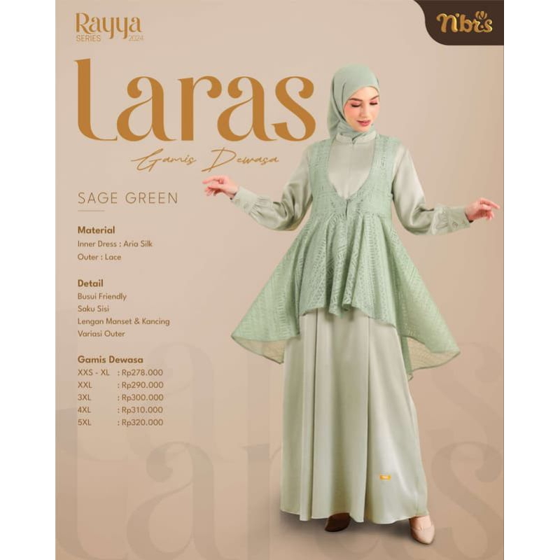 NIBRAS GAMIS LARAS SAGR GREEN//BUSANA MUSLIM NIBRAS
