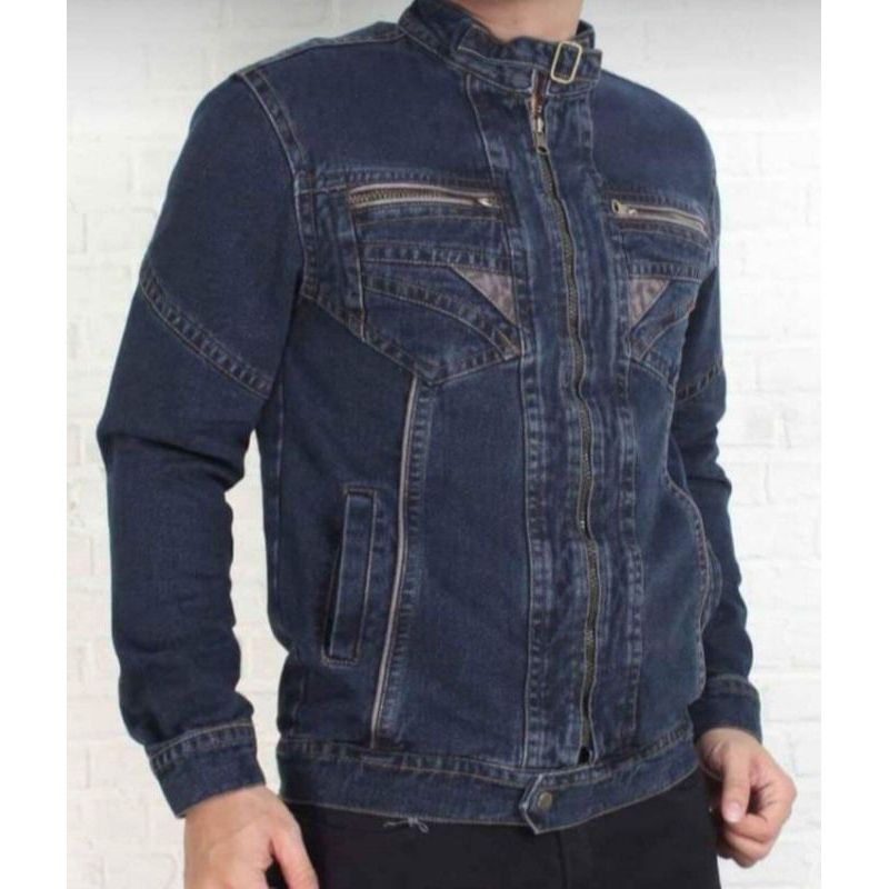 JAKET JEANS PRIA RESLETING TERBARU UKURAN.. ML XL XXL 3XL