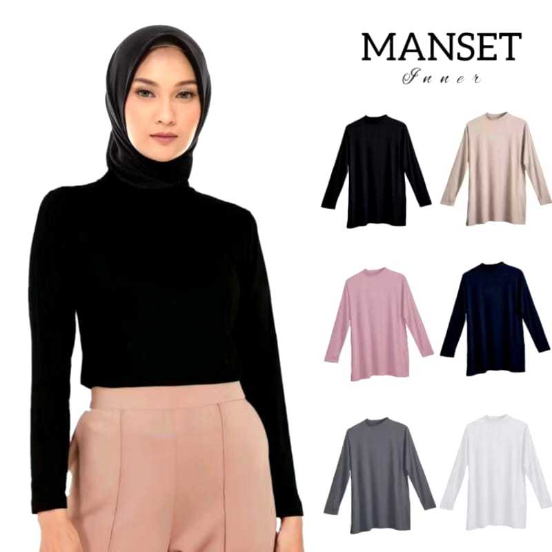 Manset Inner Baju Lengan Panjang Daleman Wanita Muslimah Outfit Daleman Olahraga Kekinian
