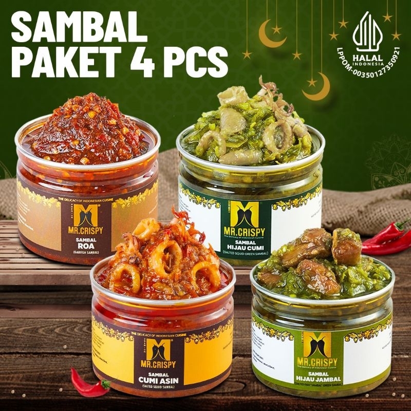

SAMBAL PAKET 4 PCS MR CRISPY(CA+ROA+HCM+HJBL)