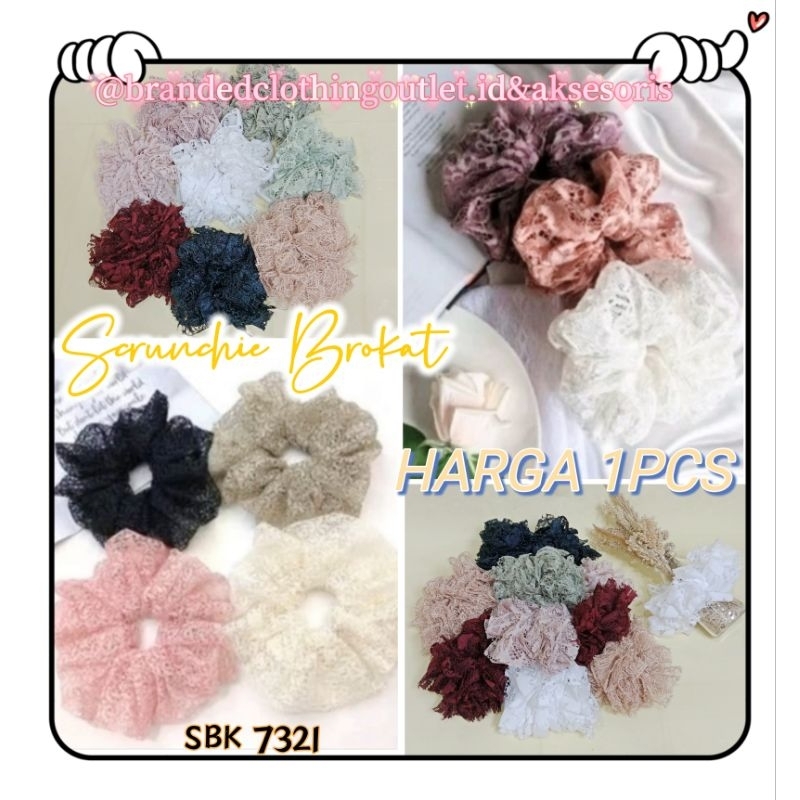 IKAT RAMBUT HIJAB / SCRUNCHIE BROKAT / KUCIR RAMBUT HIJAB / IKAT RAMBUT BAHAN BROKAT / CEPOL HIJAB B