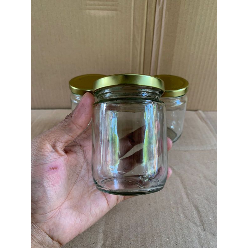 botol kaca jar 250ml tutup seng / botol kaca selai 250ml