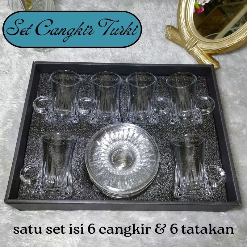 Termurah || Set cangkir/Cangkir tatakan keramik/set gelas Turki