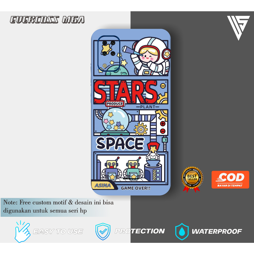 Cod Garskin Handphone EVERCOSS M6A Free Custom Gambar Isi 2 PCS (bukan case)