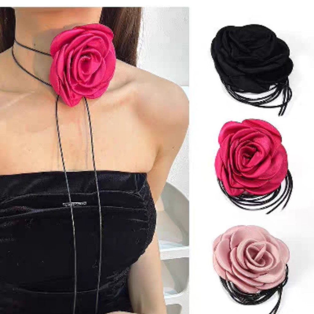 Niche Retro Pure Desire Black Rose Flower necklace