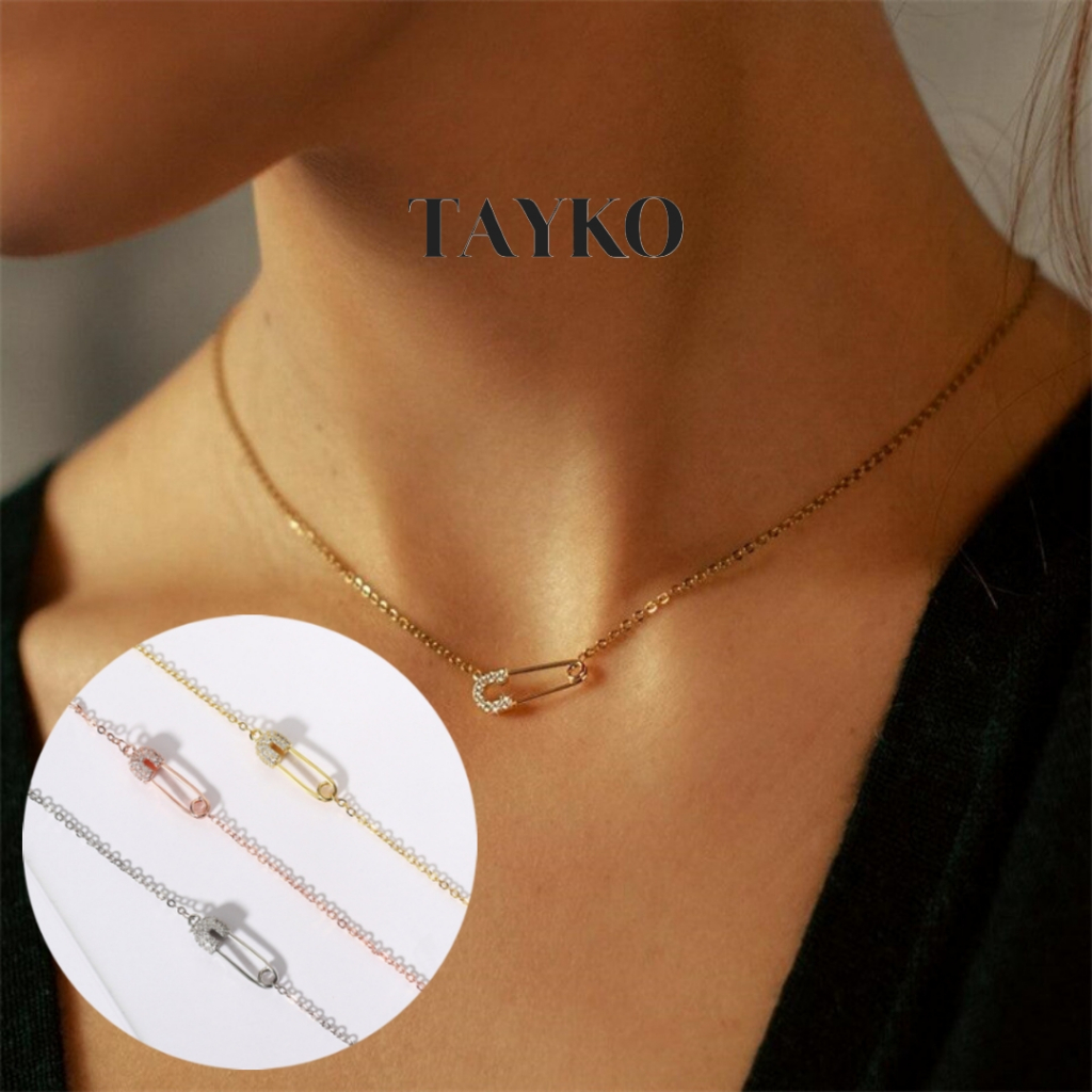 TAYKO Kalung Peniti Safety Pin Necklace Titanium Anti Karat KT22