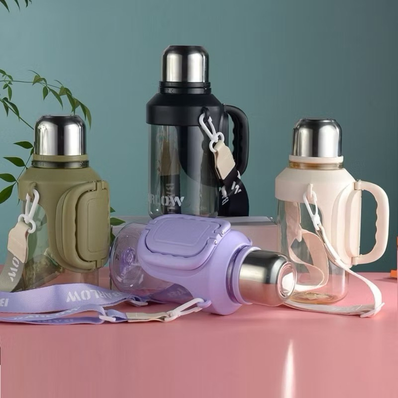 Botol Minum Sport BARLOW Jumbo 1500 ml 1,5 liter Botol Gym Dengan Gagang Handel Lipat dan Tali