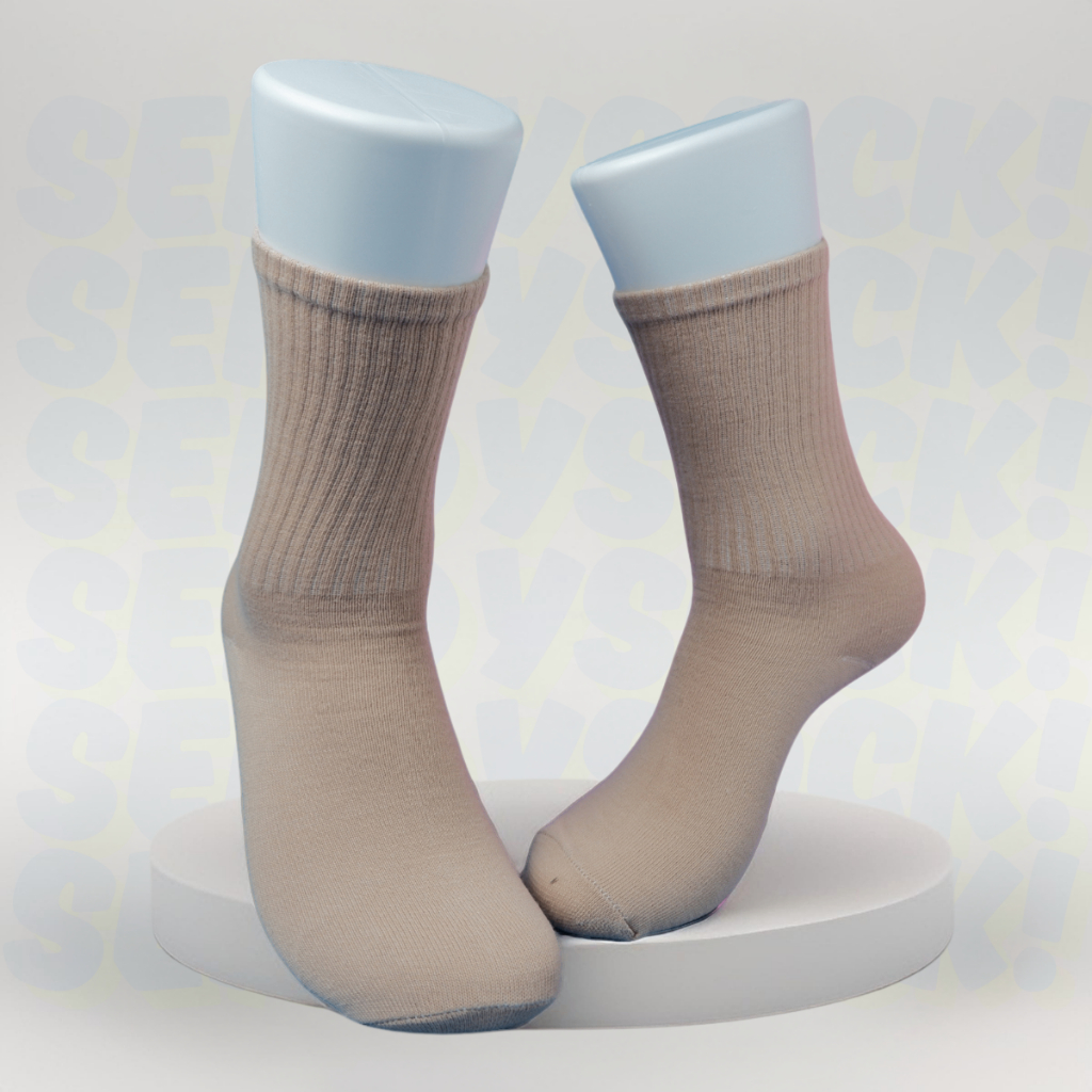 Kaos Kaki Warna Cream Polos Oldschool Pria Wanita Panjang - TKB Socks