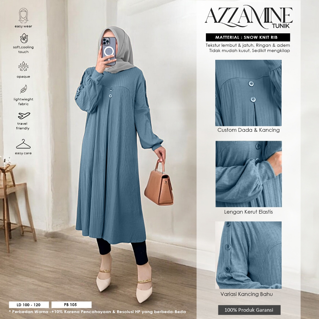 AZZAMINE TUNIK SNOW RIB KNIT // DRESS AZZAMINE RIB KNIT IMPORT // DRESS KNIT RIB SNOW JAPAN KNIT