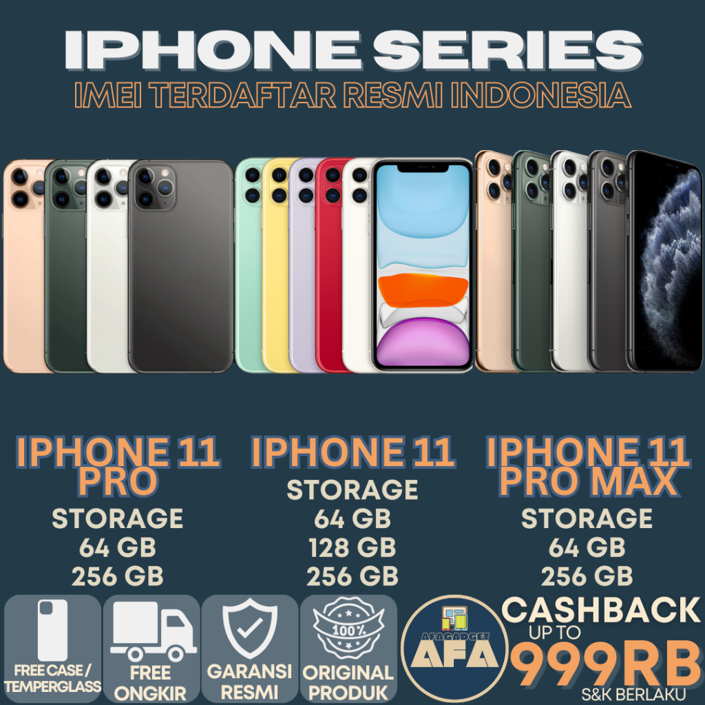 iPhonee 11 | 11 Pro Max 256GB 128GB 64GB | Second Original Fullset Garansi Resmi Indonesia