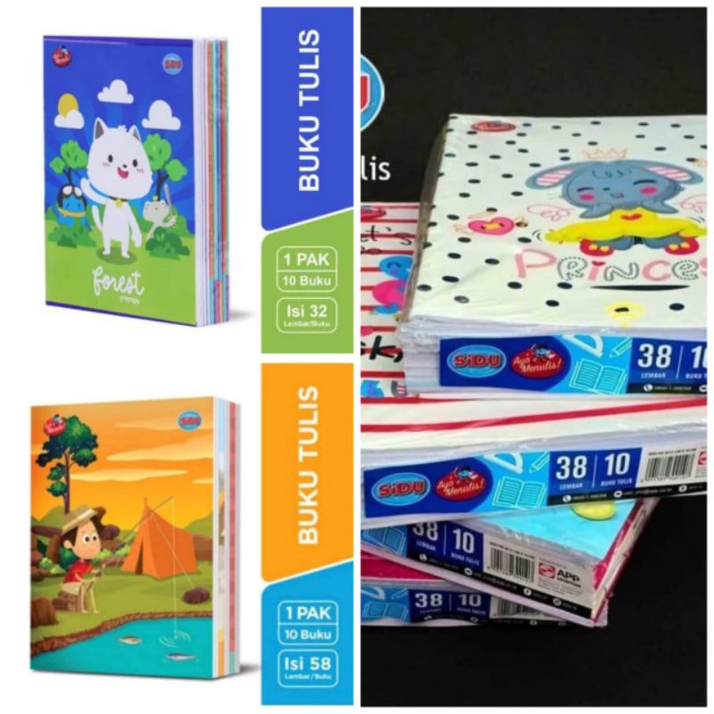 

Buku tulis SIDU 32 lembar, 38 lembar ,58 lembar (1pack isi 10 buku)