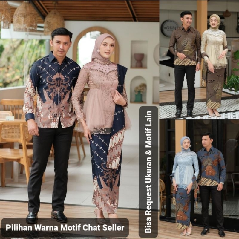 SET KEBAYA AMEERA ORI COUPLE KEMEJA PREMIUM / CUSTOM ANAK & SUPER JUMBO / BAJU SETELAN SERAGAM BATIK
