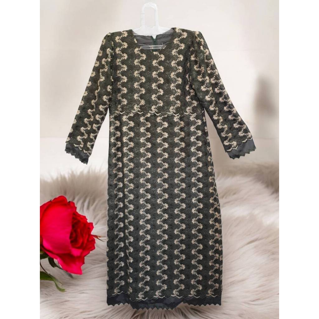 GAMIS PESTA HIJAU BOTOL BROKAT BORDIR PREMIUM LD 92 PB 124 NEW PREMIUM