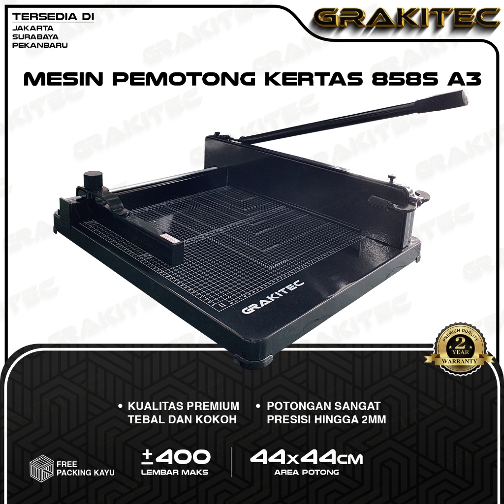 

Mesin Pemotong Kertas 1 rim A3 858 Kualitas Super Premium Tersedia Di Pulau Jawa & Sumatera Garansi 2 Tahun ( Alat Potong Kertas hvs, Sticker, Art Paper, Undangan,Buku,Brosur Ukuran A5 A4 F4 B4 A3 PULIH
