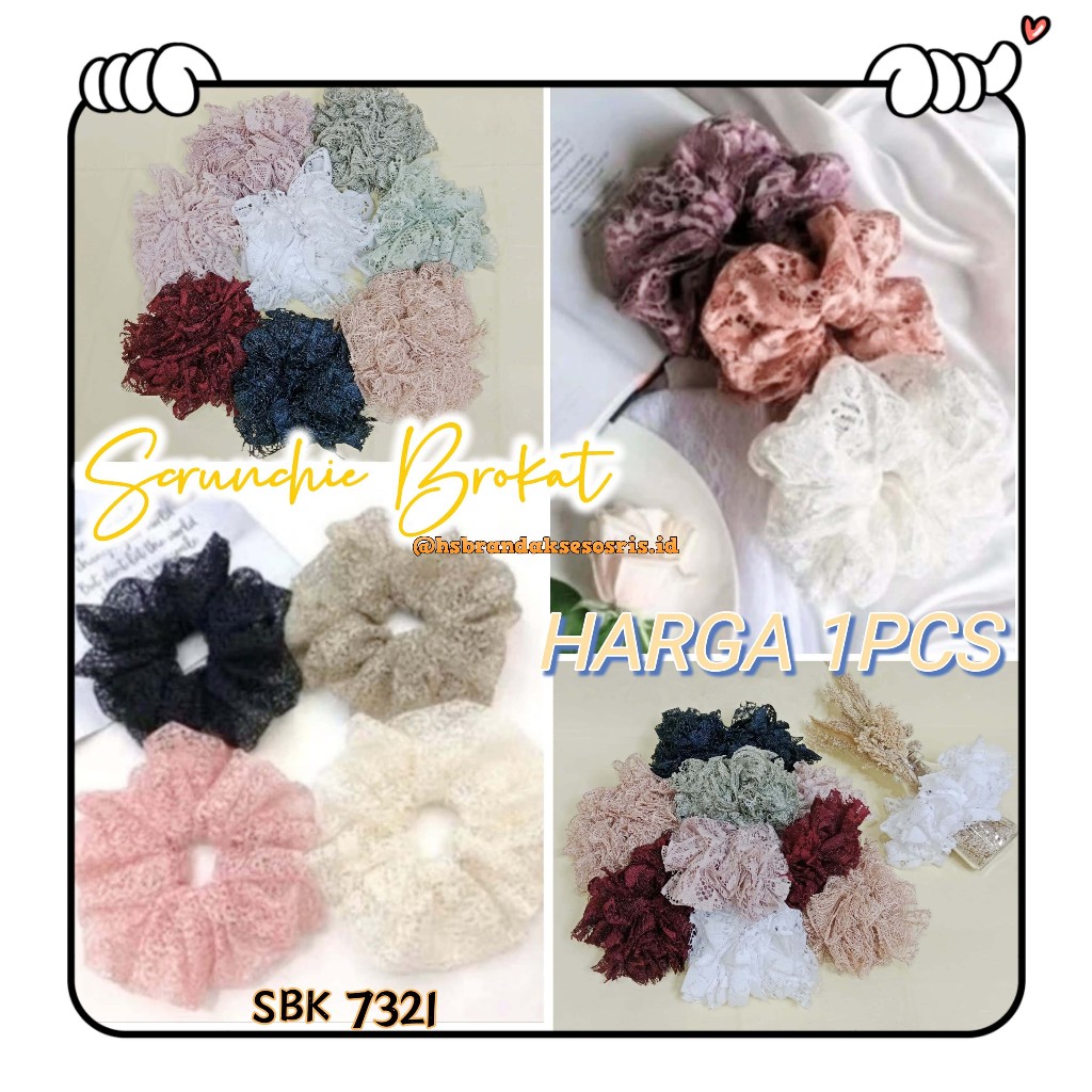 IKAT RAMBUT HIJAB / SCRUNCHIE BROKAT / KUCIR RAMBUT HIJAB / IKAT RAMBUT BAHAN BROKAT / CEPOL HIJAB B
