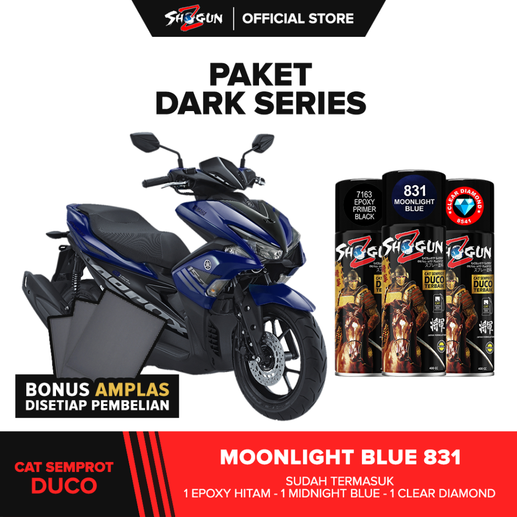 Paket Lengkap Cat Moonlight Blue - Hitam Lembayung Biru - Pilox Dark Series Biru Xiralic | Paket Cat