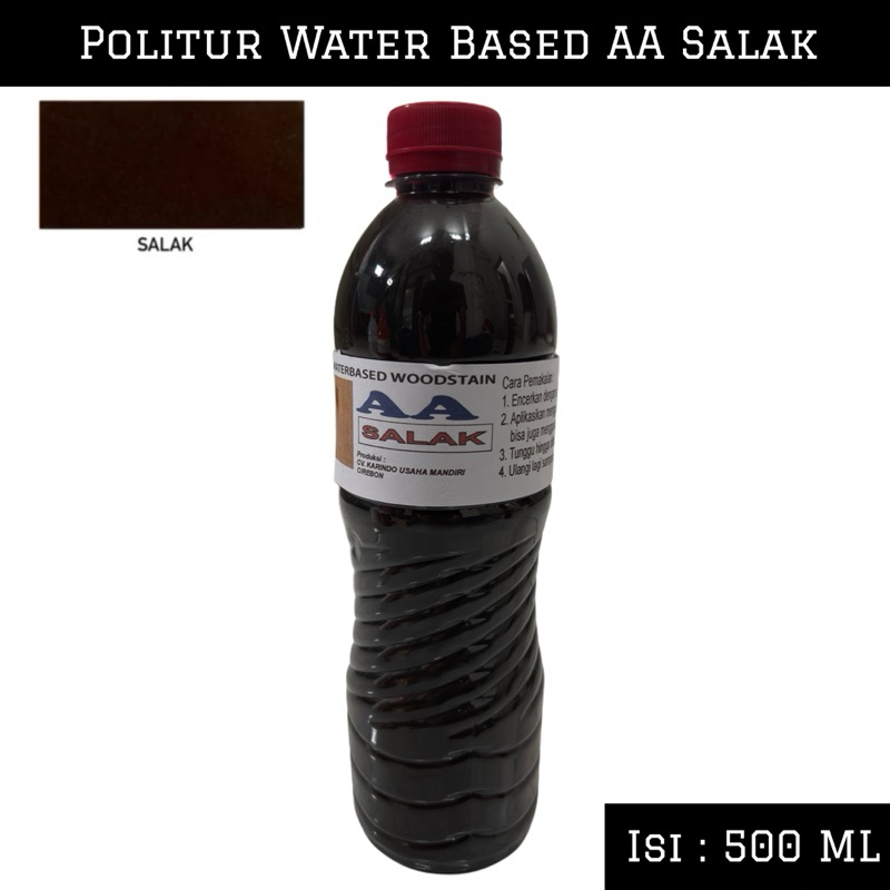 [ 500 ML ] Politur Kayu Jati Mahoni Waterbased AA  Salak Plitur Woodstain Botol 500 ML | Pewarna Kay