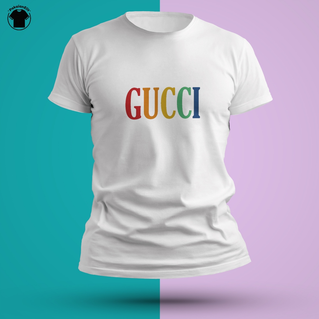 【Original 100%】Kaos Gucci Putih Lengan Pendek Pakaian Pria Atasan Kaos Summer First Classic Heavywei