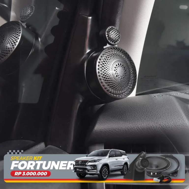 All New Fortuner GR TRD VRZ 2016-2026 Speaker Kit 3 Way Depan Audio Mobil Midbass Midrange Tweeter