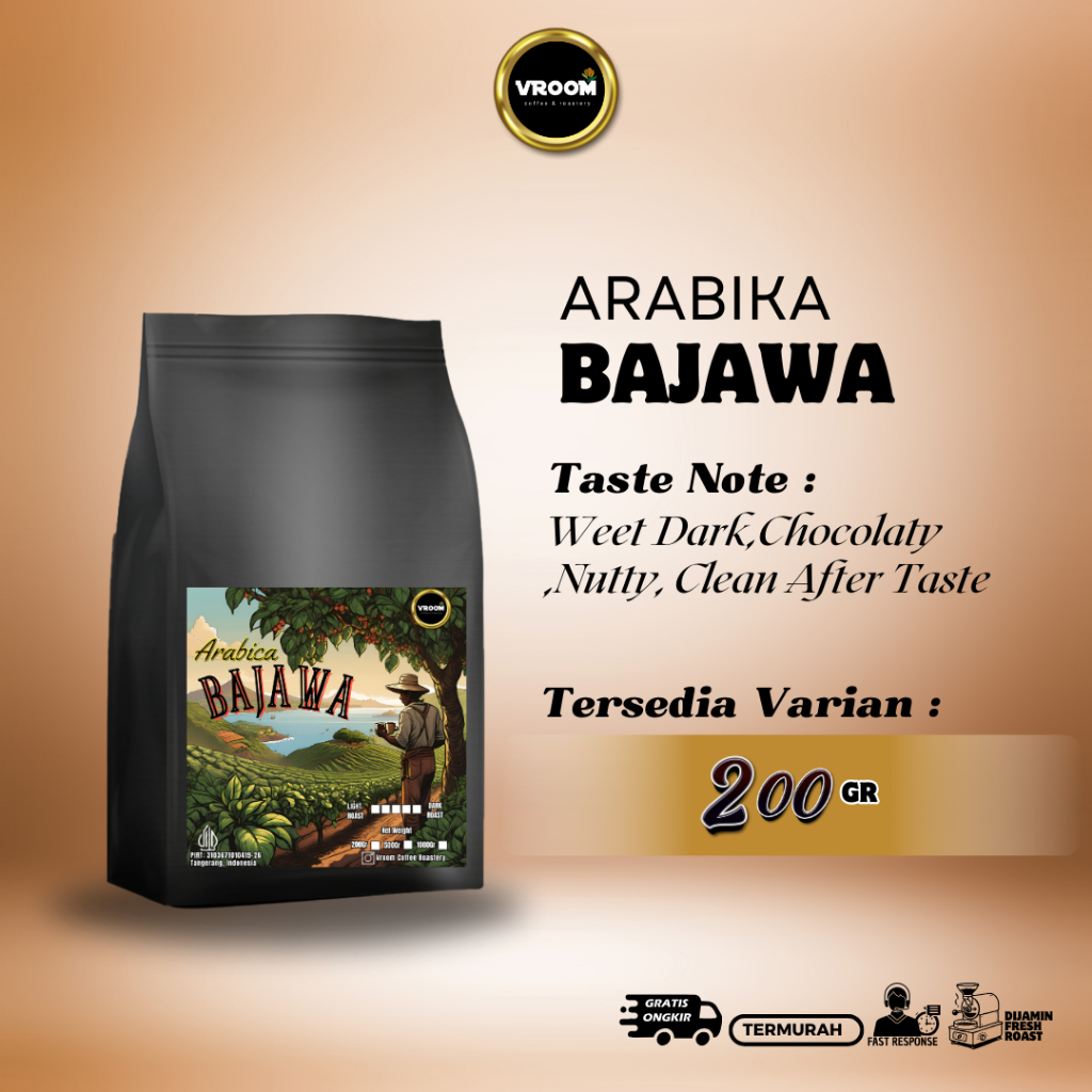 

Coffee Arabica Bajawa Ngada Flores Roasted Bean Arabika Kopi Biji Matang Bubuk 200gram