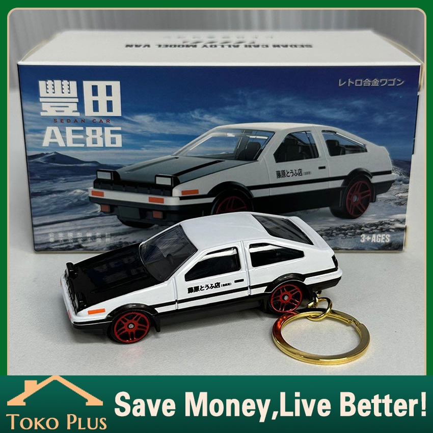 Gantung Kunci Diecast Mobil Toyota Trueno AE86 1:64 Key Chain Miniatur Mobil Pick Up Suzuki Carry
