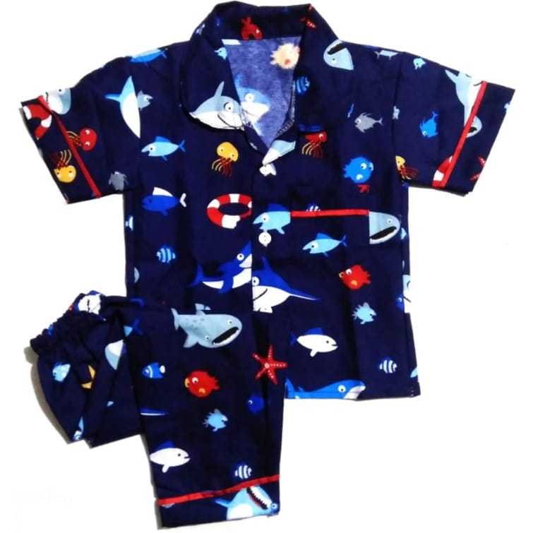 Piyama anak laki-laki dan perempuan baju tidur anak karakter Baby Shark