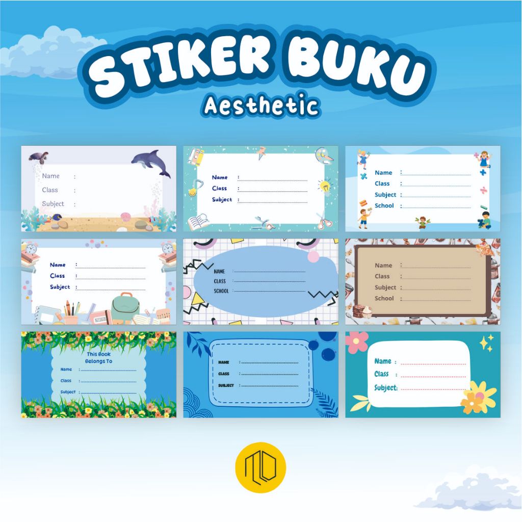 Stiker Mapel Isi 30 Pcs / Stiker Buku Custom Tema Aesthetic 2 / Stiker Nama Buku Pelajaran / Label B