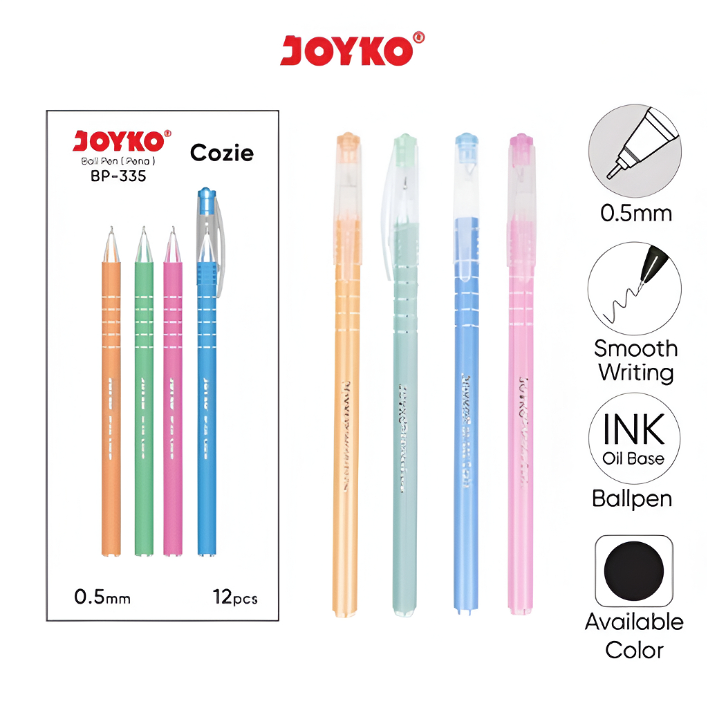 

(12pcs) Ball Pen Pulpen Pena Joyko BP-335 COZIE 0.5 mm - Pulpen Joyko Cozie BP 335 0.5MM