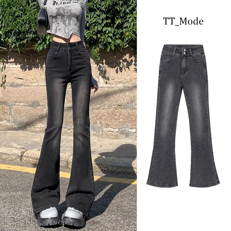 cutbray abu-abu highwaist celana jeans wanita premium