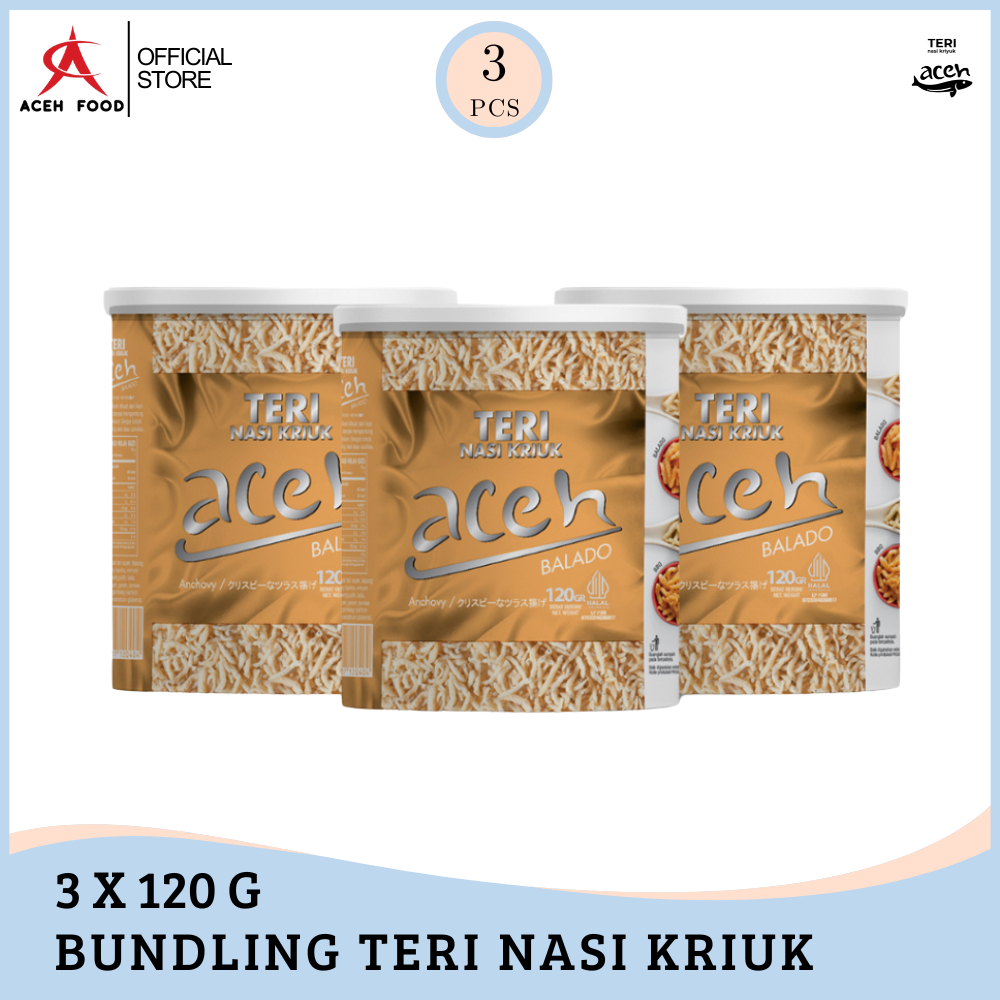 

Bundling Isi 3 Teri Aceh Nasi Kriuk Crispy Rasa Balado Kemasan Kaleng 120gr x 3pcs - Aceh Food