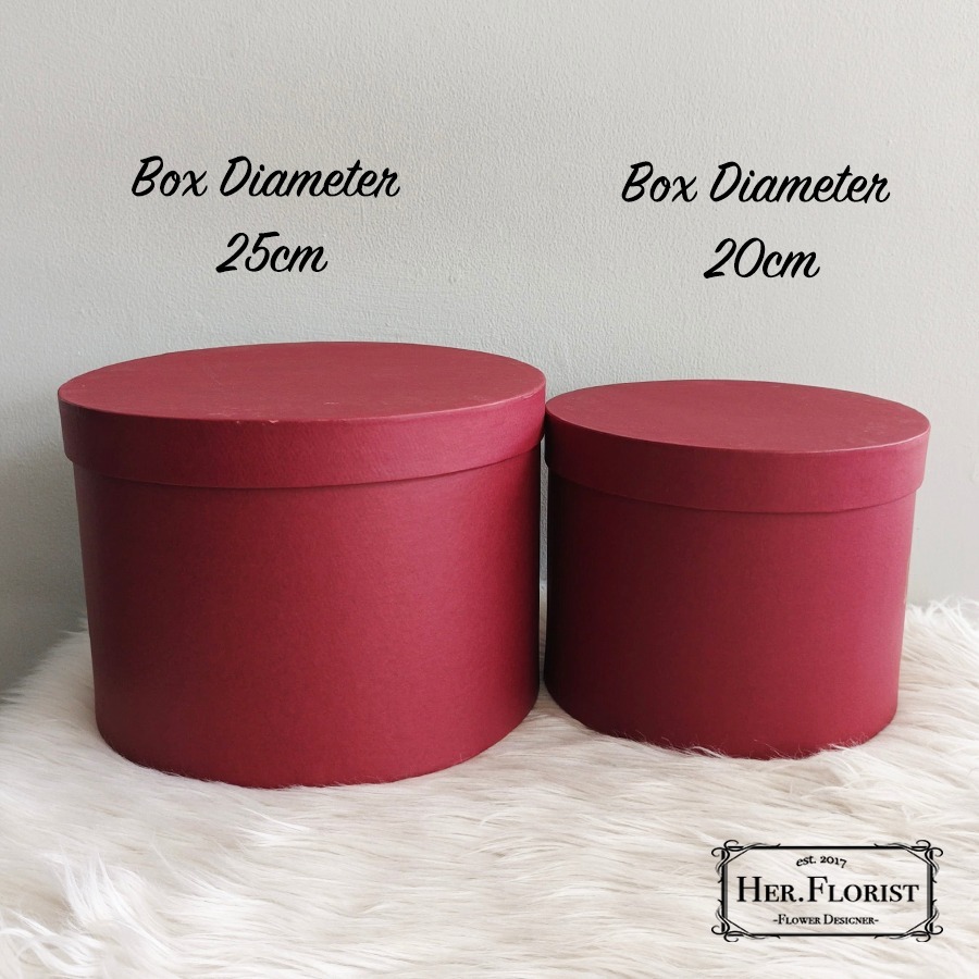 

BOX BUNGA UK 25CM | BOX UK 20CM WARNA POLOS / FLOWER BOX ROUND PREMIUM, BLOOM BOX BESAR, KOTAK BUNGA
