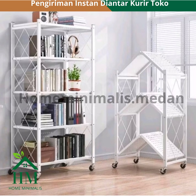 Rak Besi Lipat Serbaguna Lemari Buku Rak Barang