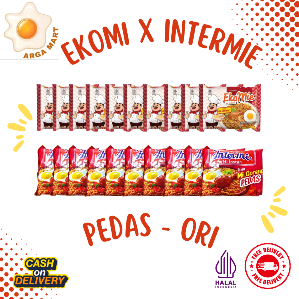 

[MIX 20 PCS] Ekomi Goreng Ori dan Intermi Pedas - Ori Mix Hemat dan Praktis