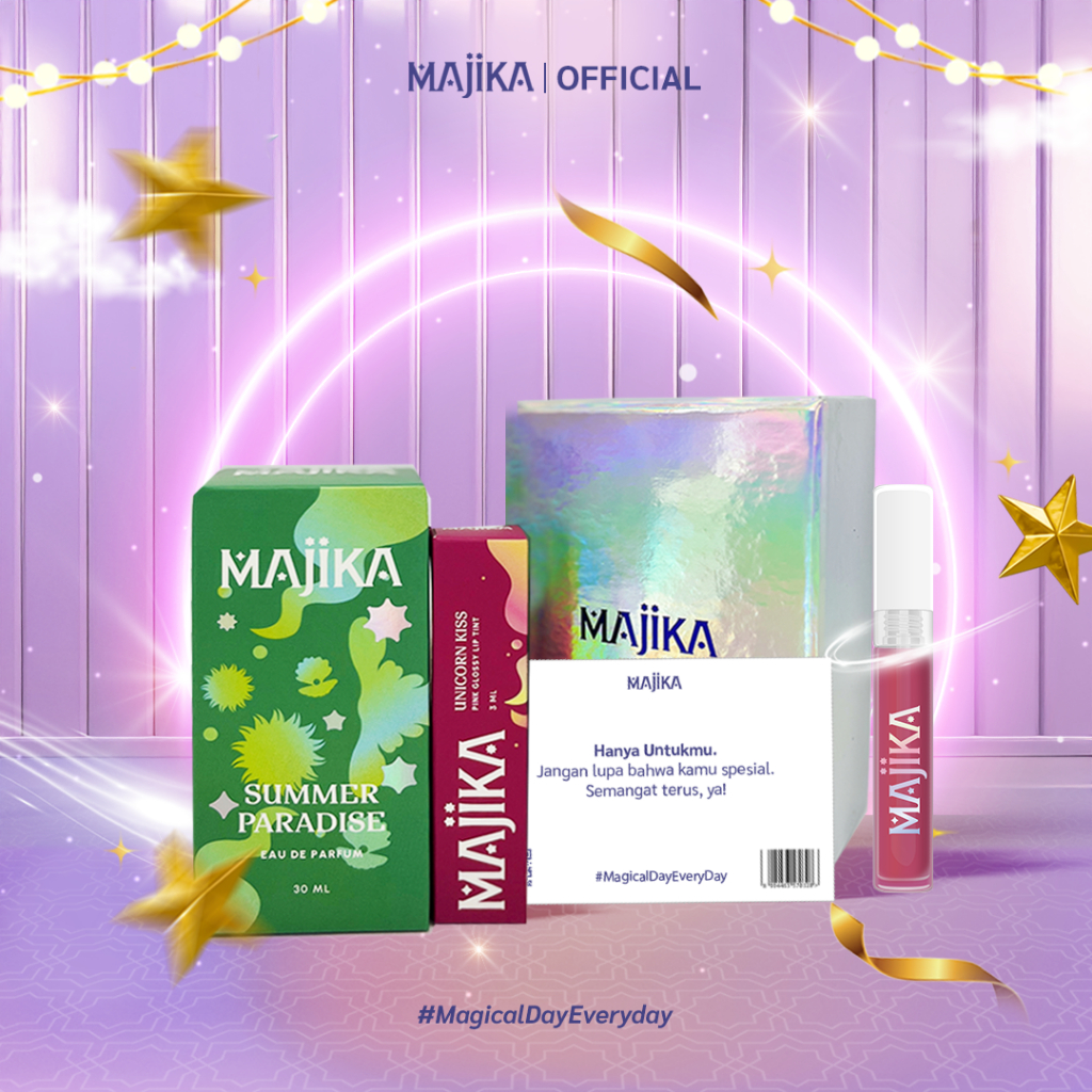 MAJIKA Aura Kit Gift Box |KADO ULANG TAHUN|HANYA UNTUKMU|SELAMAT | [Summer Paradise EDP + Lip Tint U