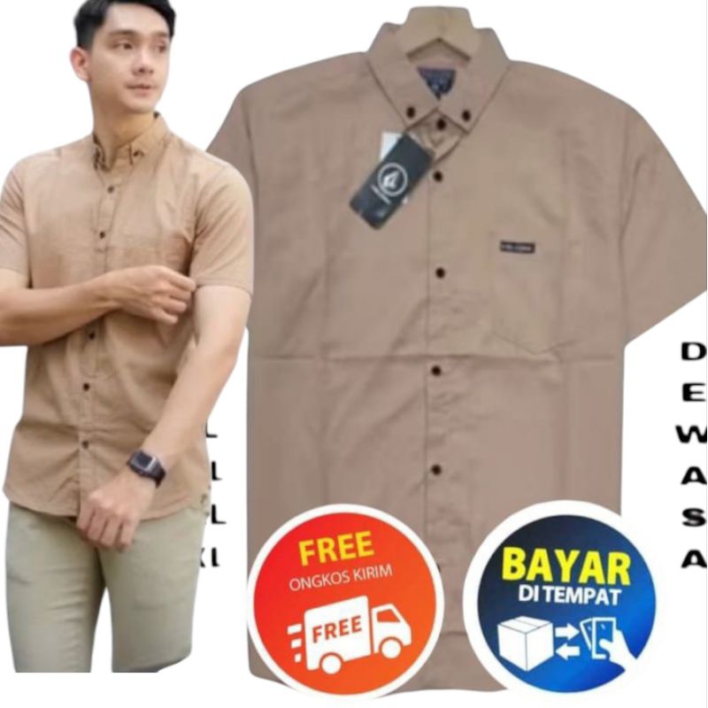 kemeja pria lengan pendek kasual Hem polos warna coksu Milo lengan pendek atasan pria kasual baju ka