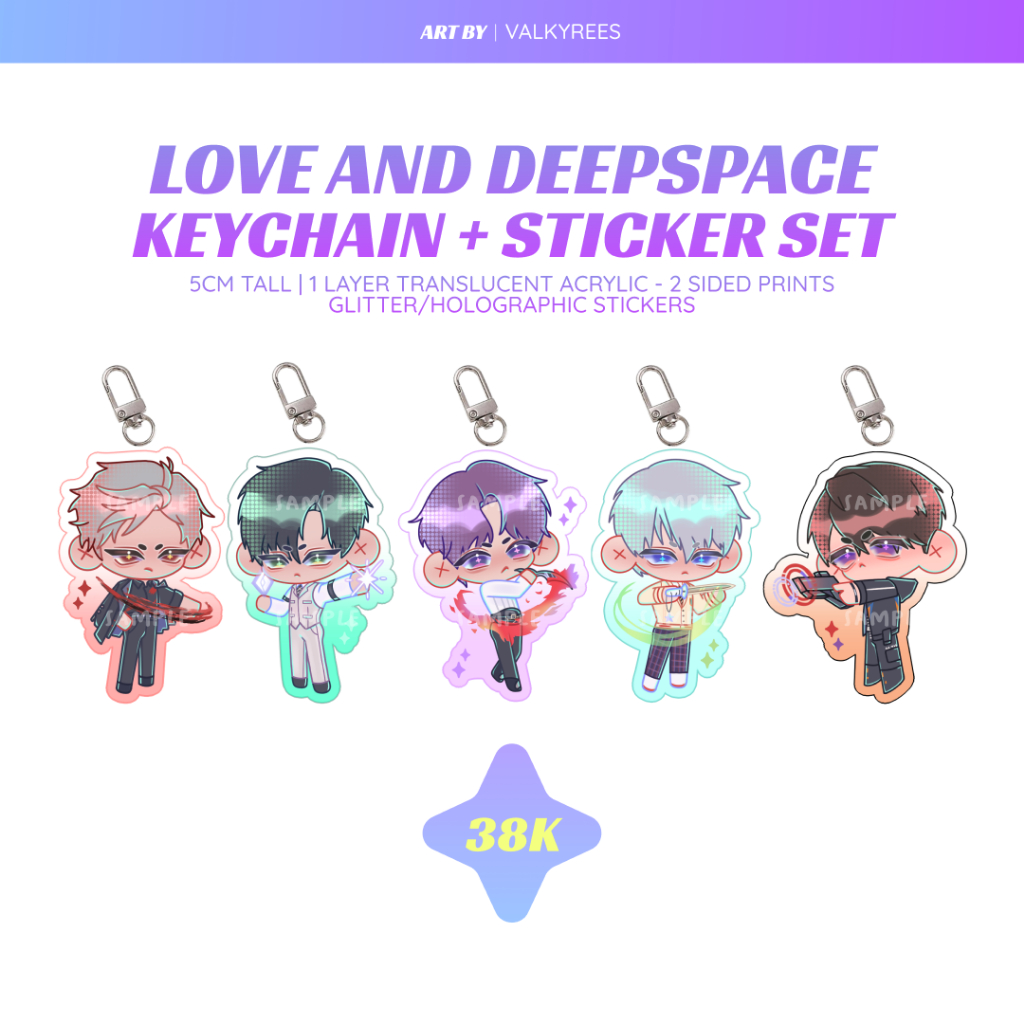 LOVE AND DEEPSPACE KEYCHAIN (+ STICKER) | Rafayel Zayne Sylus Xavier