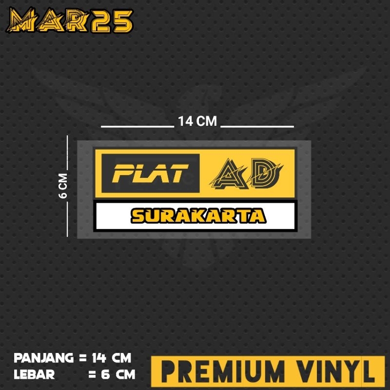 STIKER VINYL PLAT AD | SURAKARTA KLATEN BOYOLALI SUKOHARJO KARANGANYAR SRAGEN WONOGIRI / MAR25 JTG U