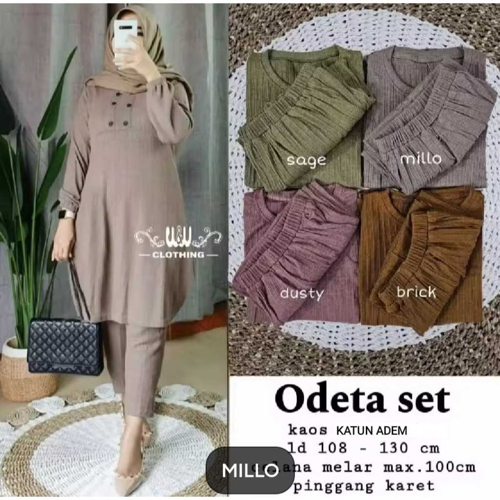 SETELAN WANITA TERBARU - ODETA ONE SET WANITA BAJU SETELAN CELANA WANITA DEWASA MUSLIM TERBARU