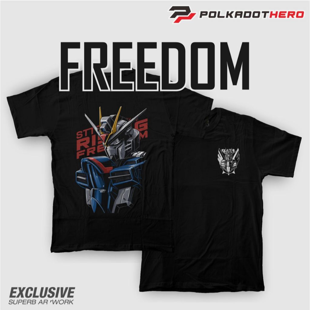 KAOS PRIA ROBOT GUNDAM FREEDOM POLKADOT HERO | COTTON COMBED 24S