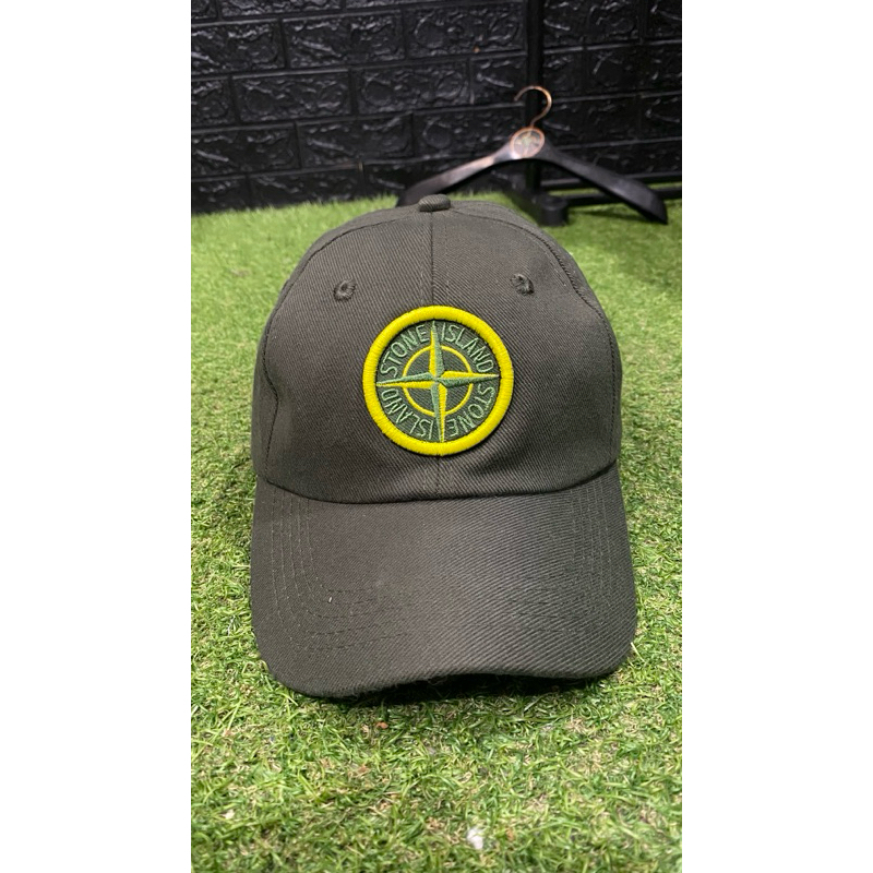 TOPI STONE ISLAND HIJAU LOGO HIJAU