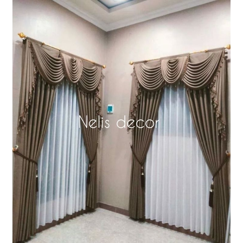 Gorden rumah mewah model poni gelombang klasik modern