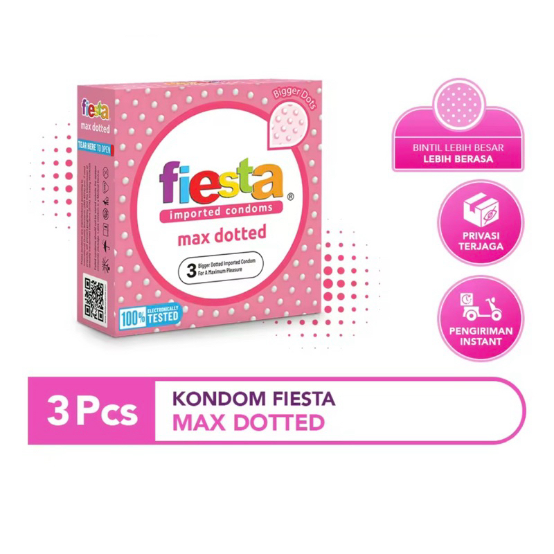KONDOM FIESTA Max Dotted Isi 3 pcs , Kondom Bergerigi , Bikin bertambah sensasi saat bercinta