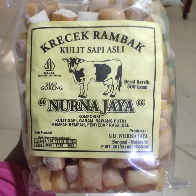 

100% Krupuk Kulit Sapi Asli Krecek Rambak Kulit Halal 200 gr Mentah