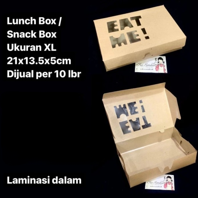 

10 Pcs Box Snack Model Jendela Eat Me Dus Coklat Polos 21x13.5x5cm