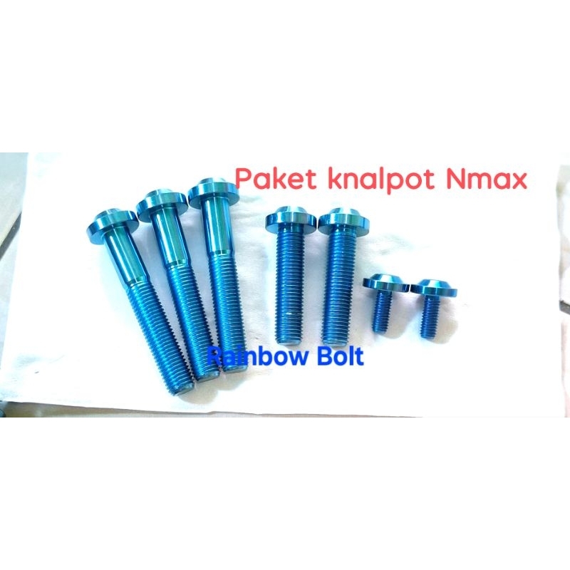 1 Set Baut Titanium Paket Kenalpot Yamaha NMAX Aerox Original Titanium Gr5